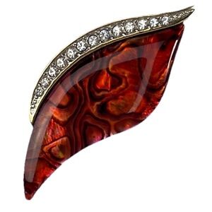 Vintage Butler Abalone Shell & Rhinestone Brooch Pin